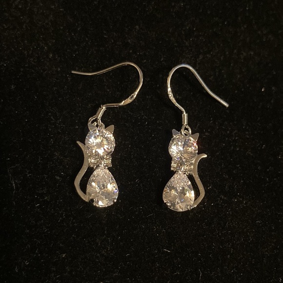 Sterling silver kitty earrings - Picture 4 of 5